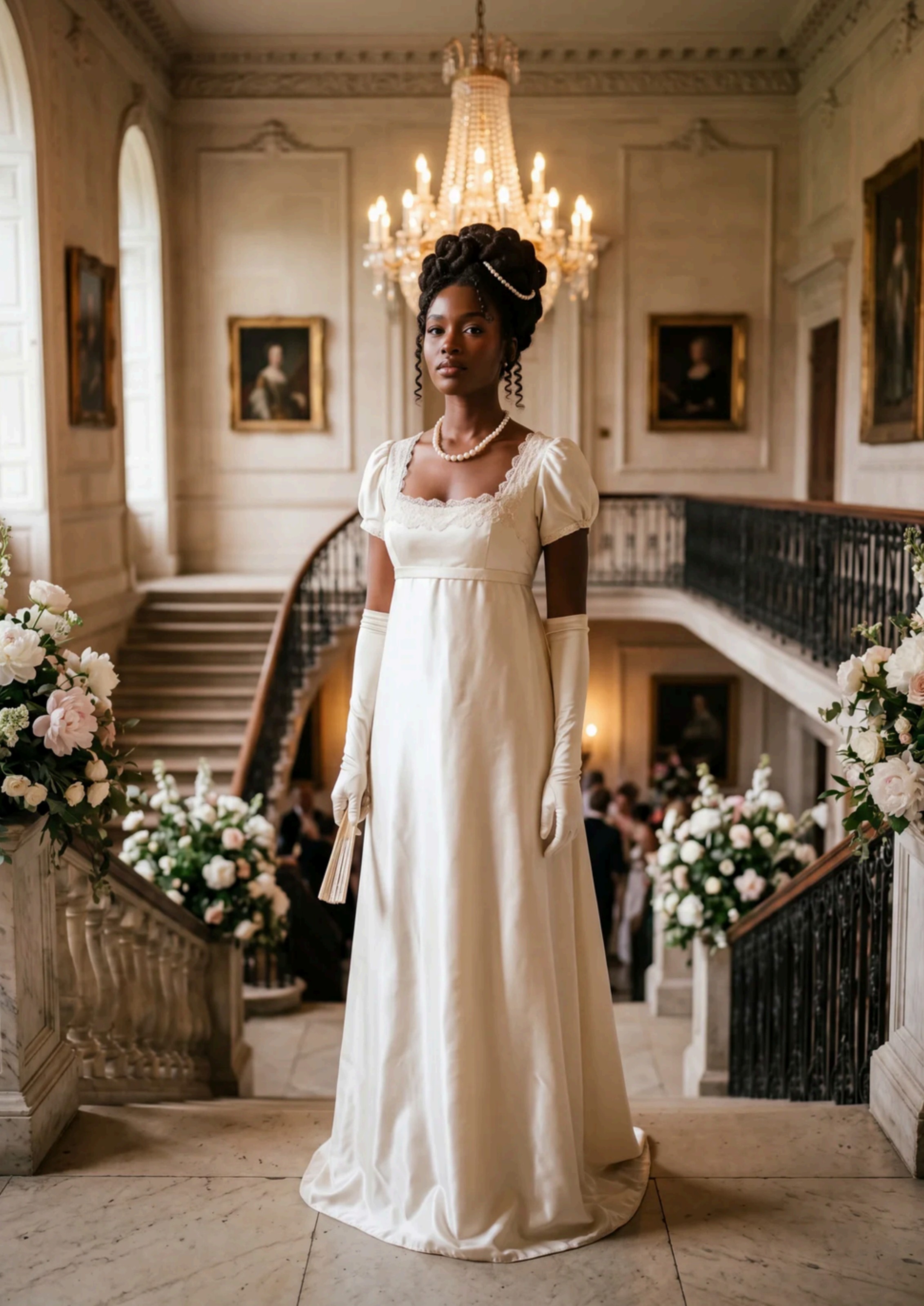 The Debutante, an AI generated Regency editorial portrait