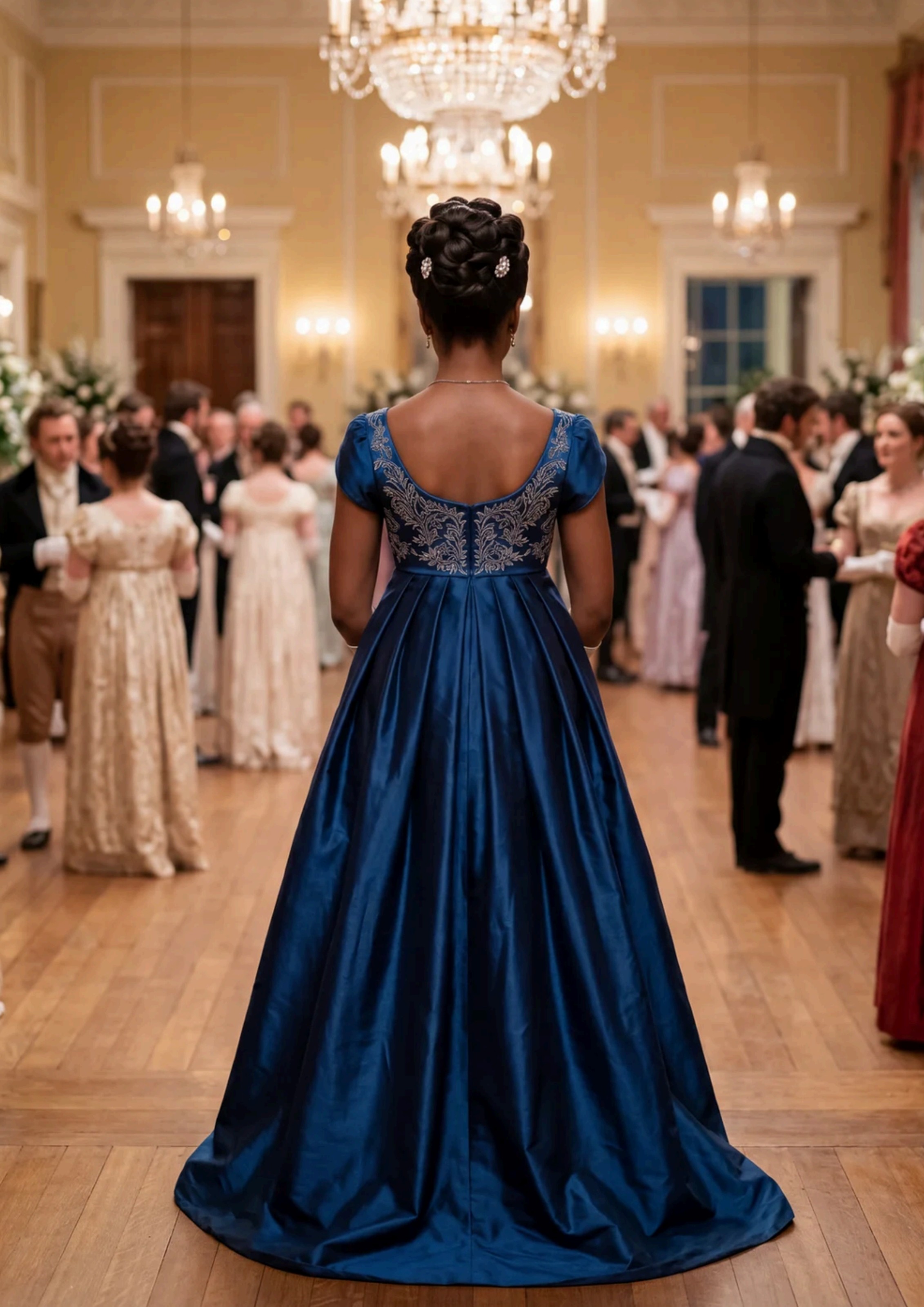 The Mystery Woman, an AI generated Regency editorial portrait