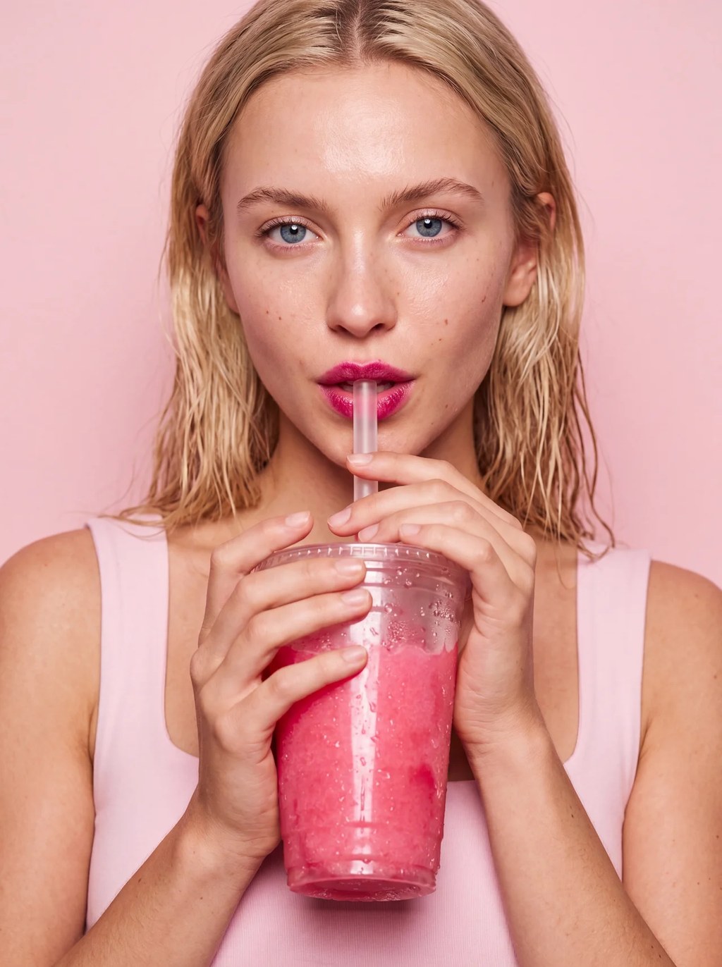 Brainfreeze, an AI generated candy editorial portrait