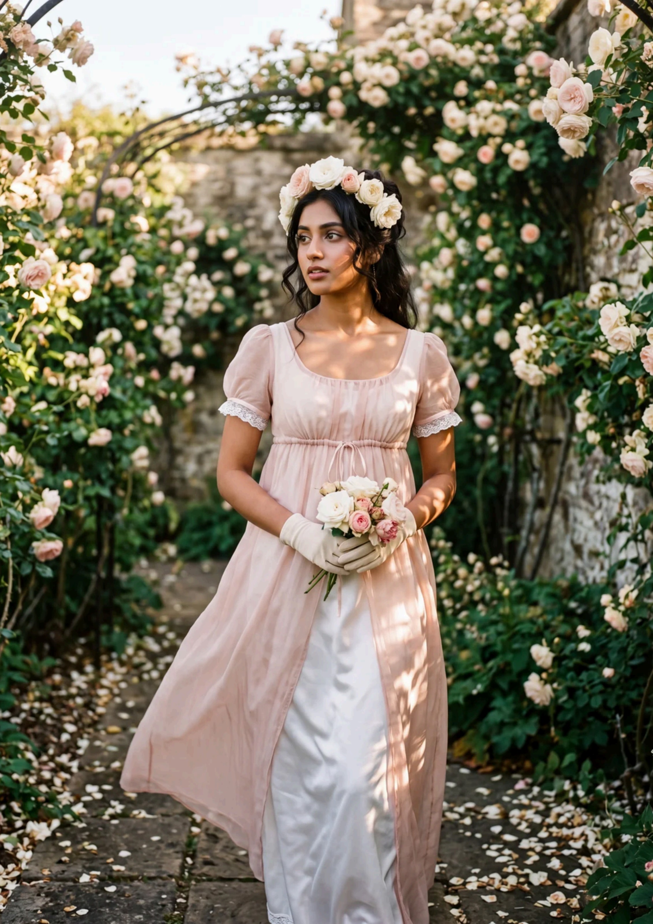 The Garden, an AI generated Regency editorial portrait
