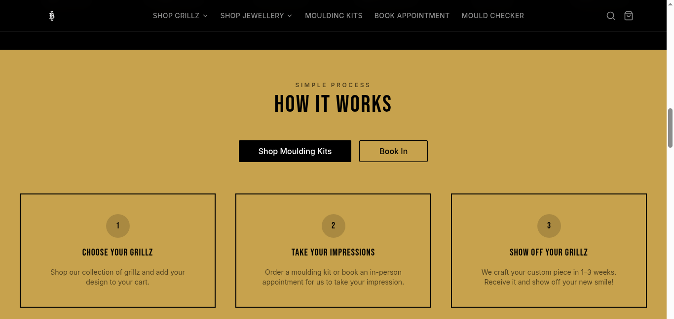 The How It Works section showing the 3-step ordering process